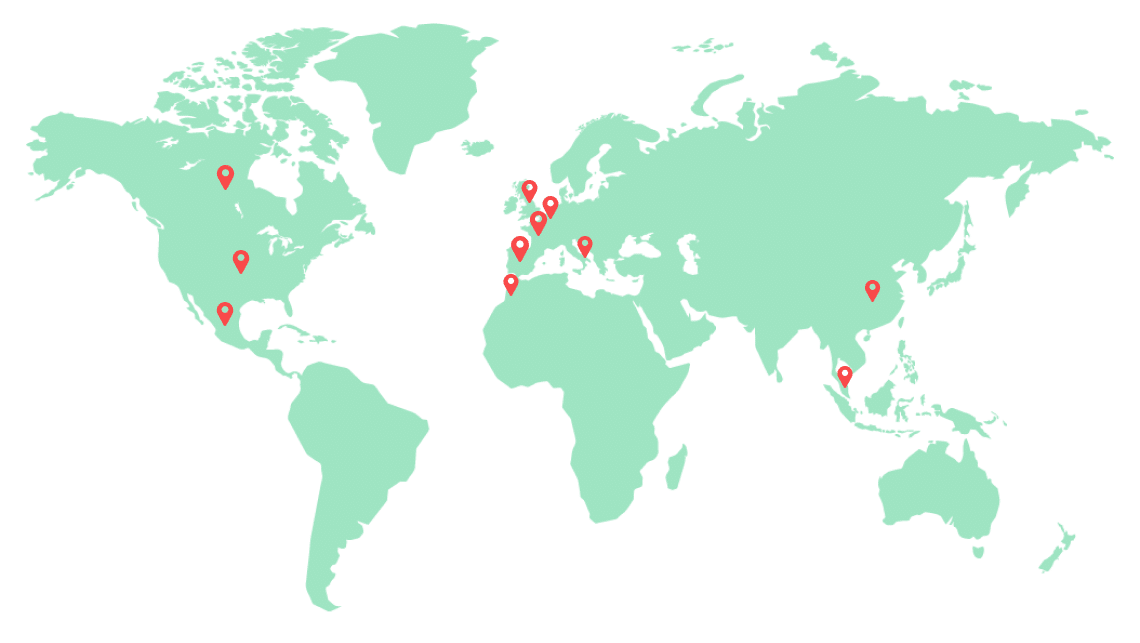 Où Stafiz est présent dans le monde. Carte du monde