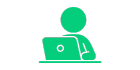 Person behind a computer - icon support
