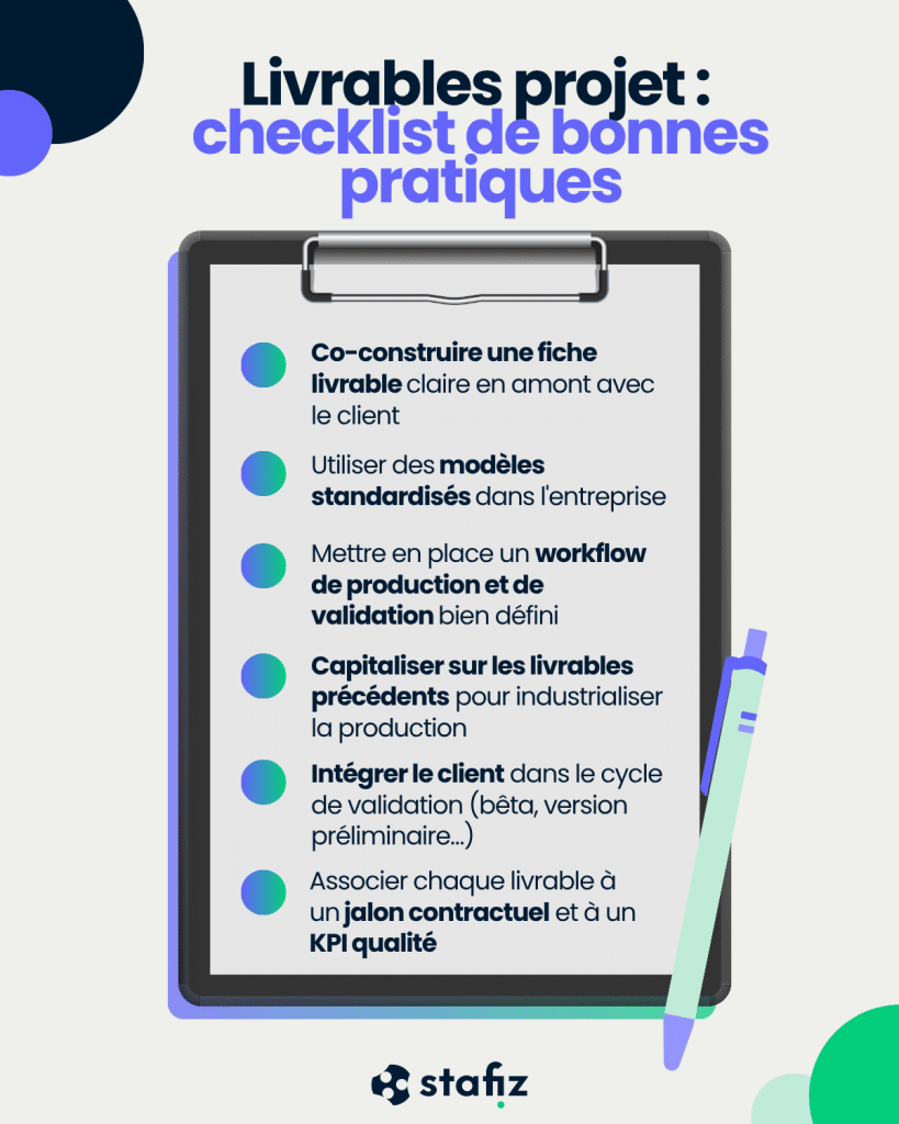 Best practice checklist for project deliverables