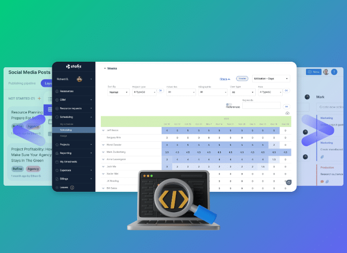 Comparación de las mejores herramientas de seguimiento de proyectos: interfaces de planificación, personal y rentabilidad.