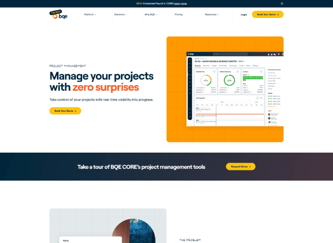 Página de producto BQE Core, gestión de empresas de arquitectura e ingeniería