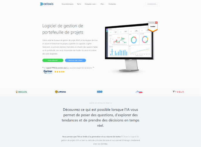 Página de producto de Celoxis, software de gestión de cartera de proyectos