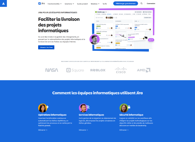 Página de producto de Jira, seguimiento de la producción técnica por sprints y tickets.