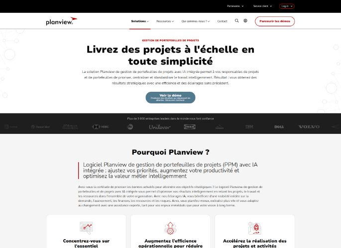 Página del producto Planview, gestión de cartera para organizaciones multientidad