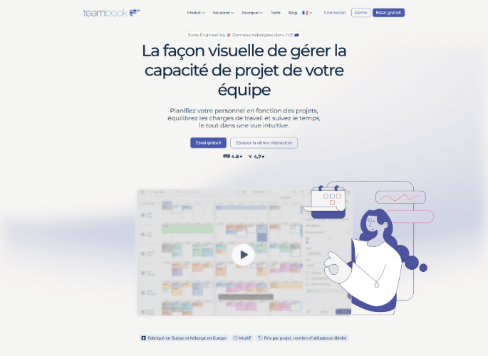 Página del producto Teambook, planificación de capacidad para empresas de consultoría